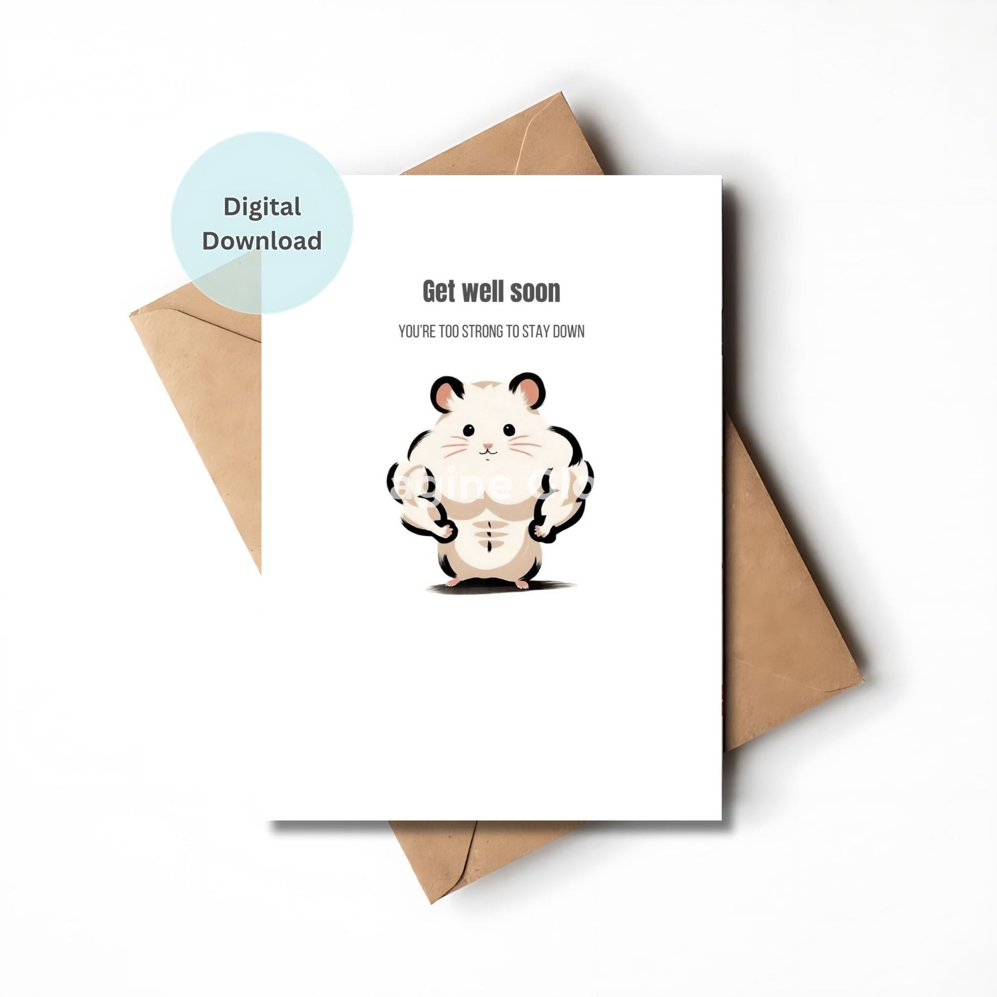 Printable Greeting Card with minimalist hamster illustration
