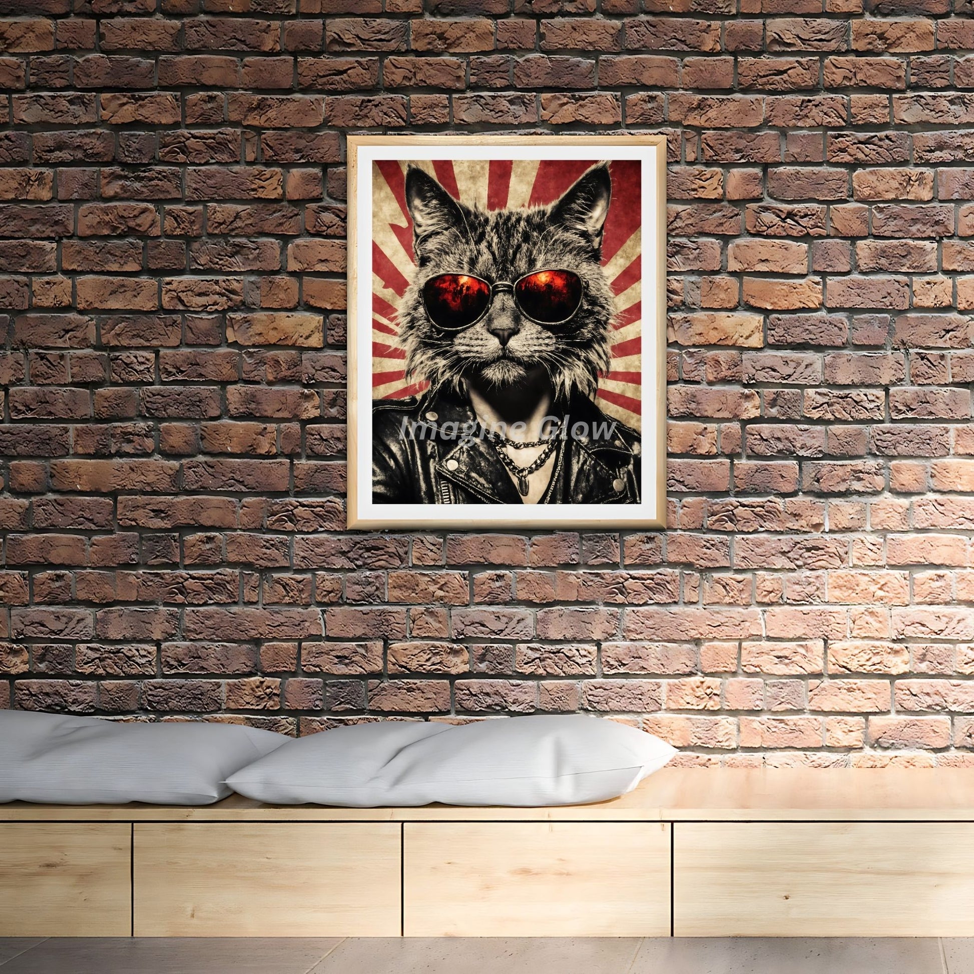 Retro animal poster featuring a cat, designed to enhance your space with a whimsical and timeless charm.