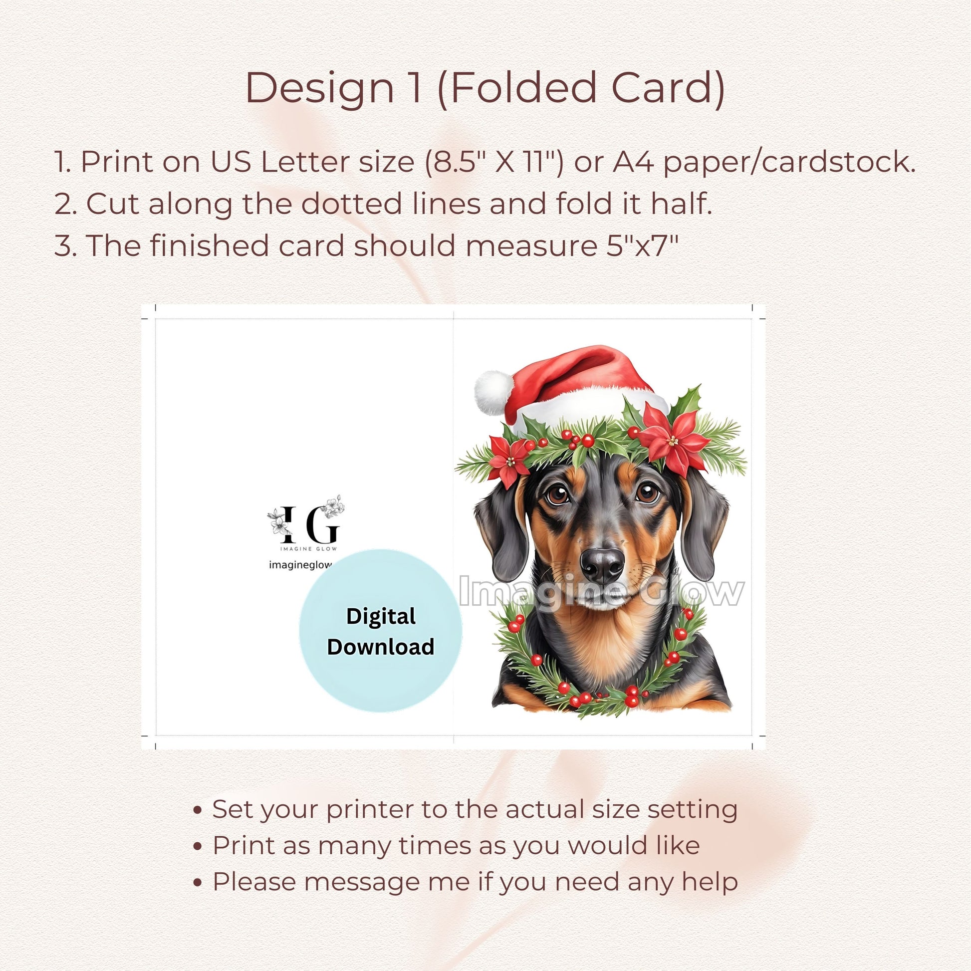 Printable dog-themed card perfect for dog lovers during the holidays