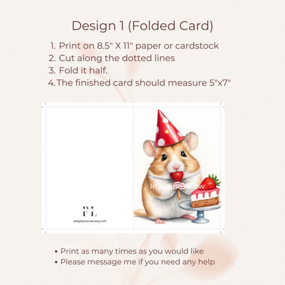 Fun birthday card perfect for hamster lovers and pet owners