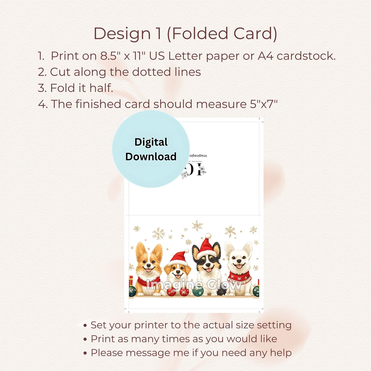 Dog Christmas Card Set A - Pet Holiday Card