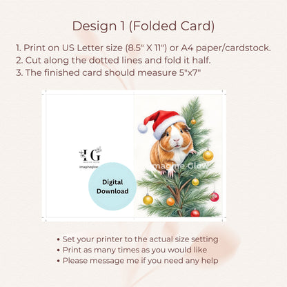 Guinea Pig Christmas Card with Festive Design for Holiday Greetings