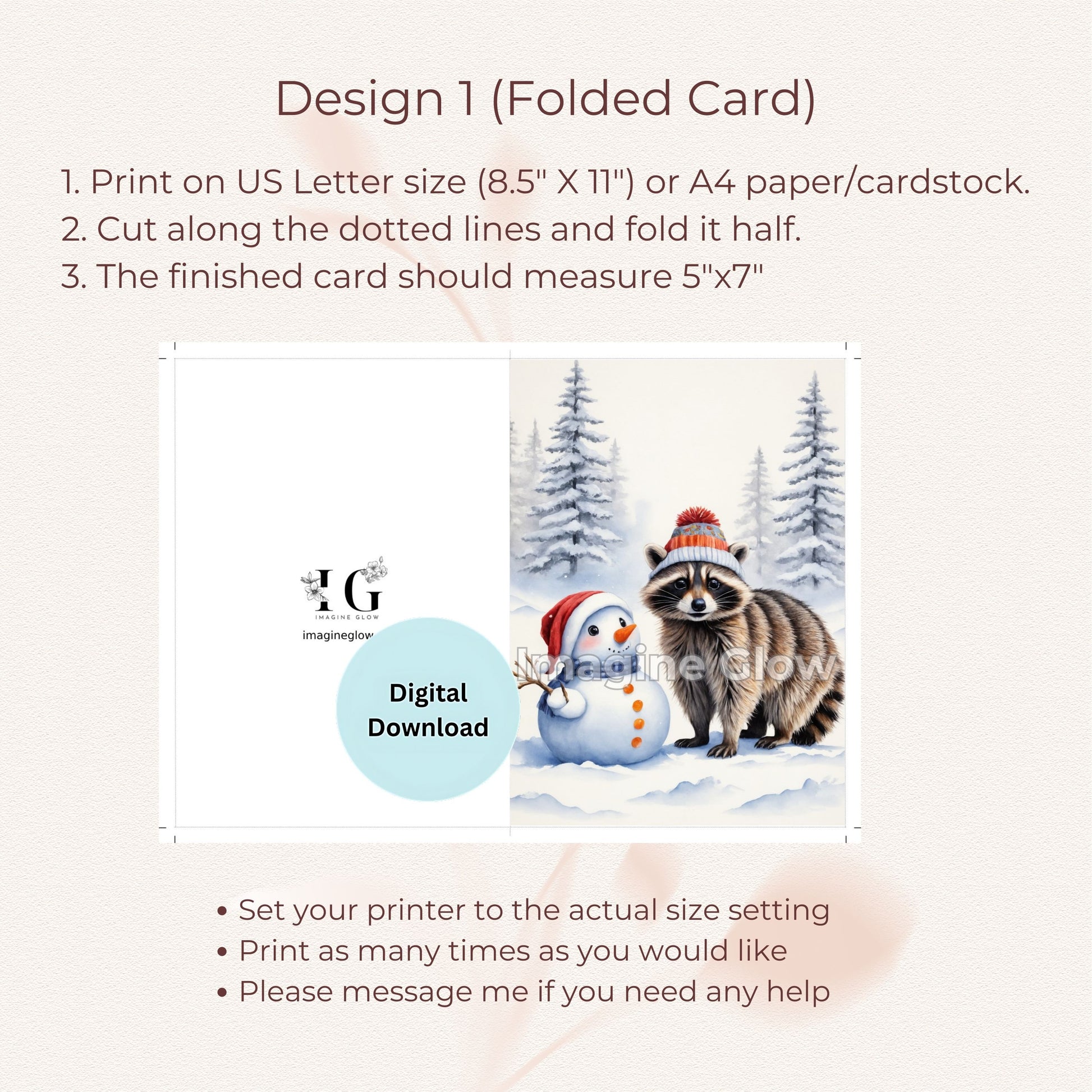 Adorable festive animal card for Christmas, great for sharing joy with loved ones.