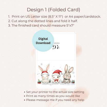 Adorable Bunny Christmas card adding a festive touch to your holiday greetings.