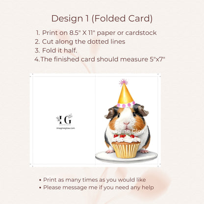 Guinea Pig Birthday Card - Printable Animal Birthday Card