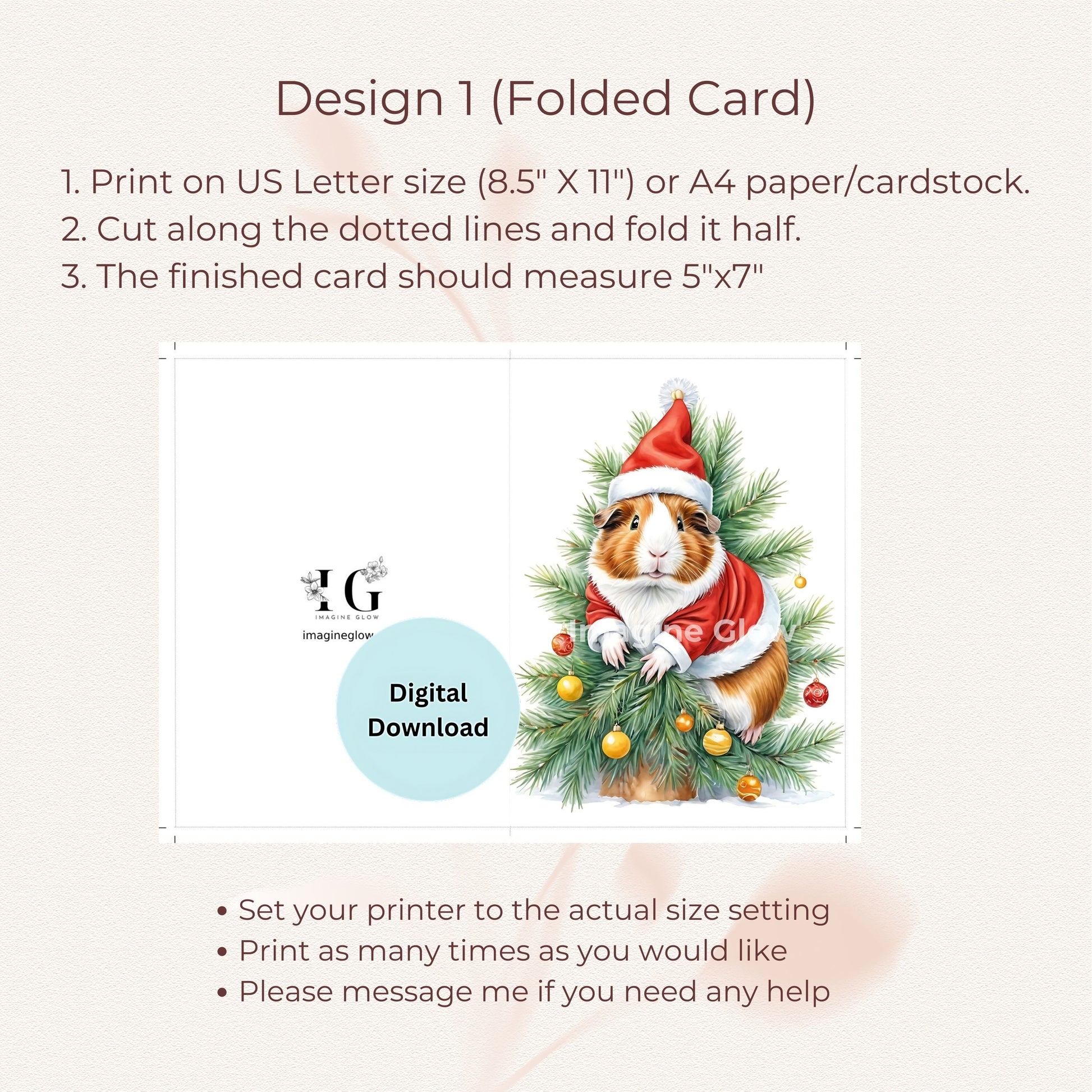 Guinea Pig Christmas Card with Festive Design for Holiday Greetings