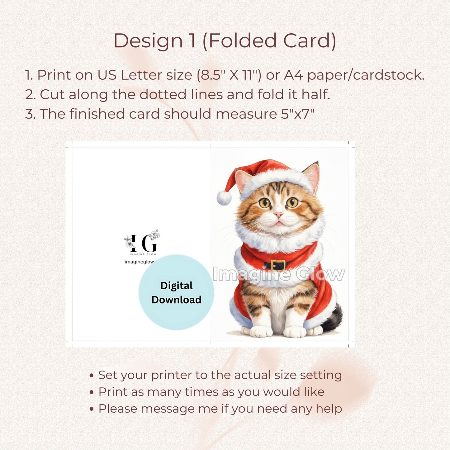 Festive holiday card set of 11 with cats dressed in costume F.