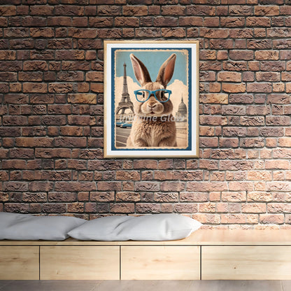 Fun and quirky rabbit wearing glasses art print for animal lovers