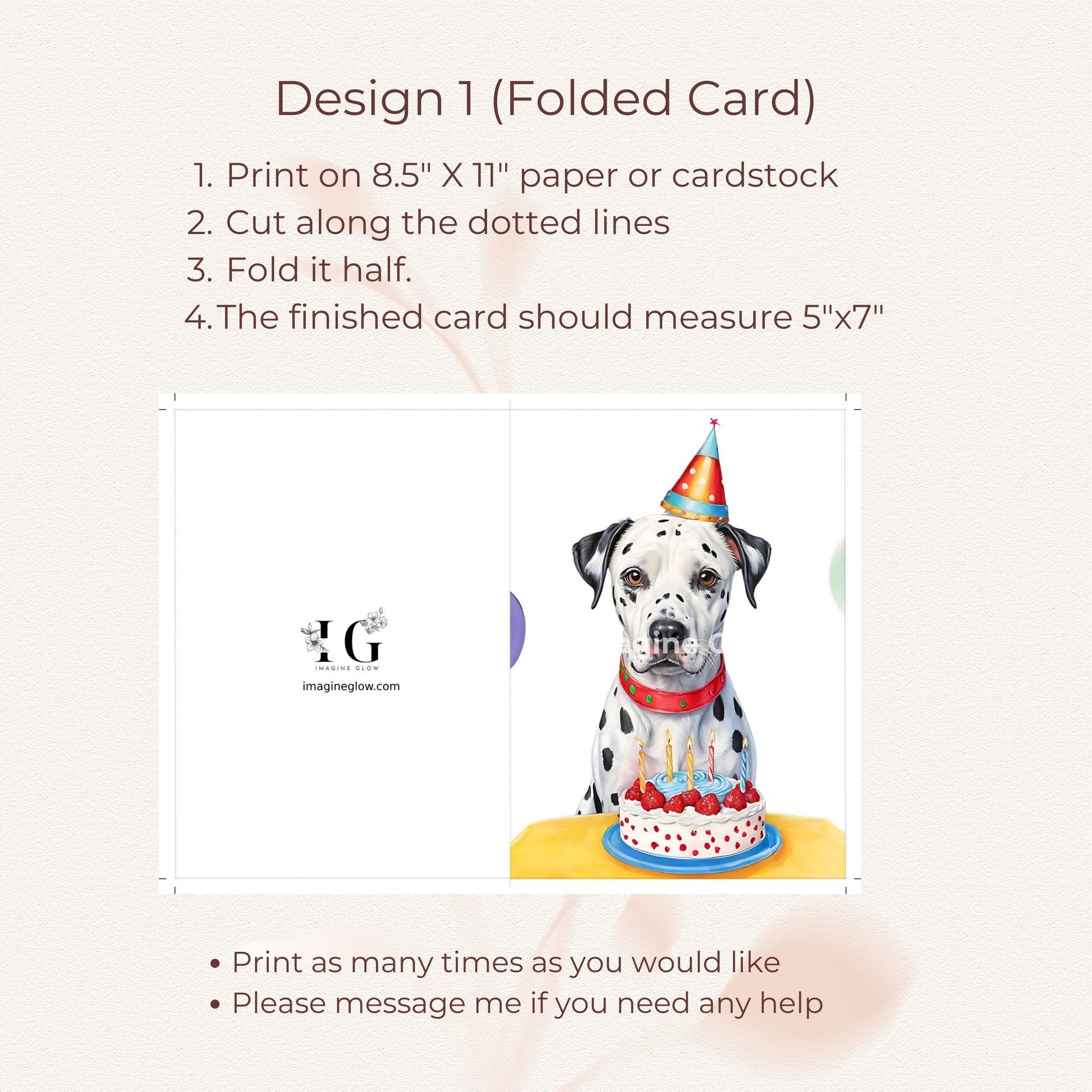 Printable card design perfect for adding a personal touch to birthday wishes