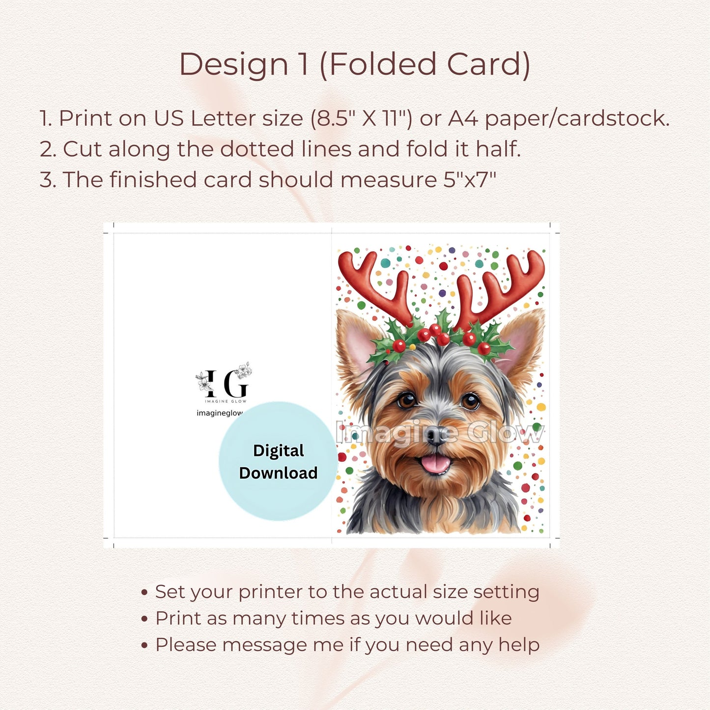 Yorkshire Terrier Christmas Card - Dog Greeting Card