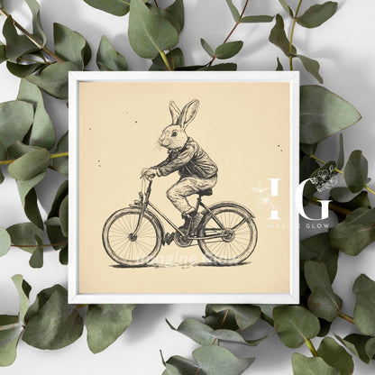 Cycling-themed printable art featuring Bunnies, set of 2 for a whimsical room makeover.