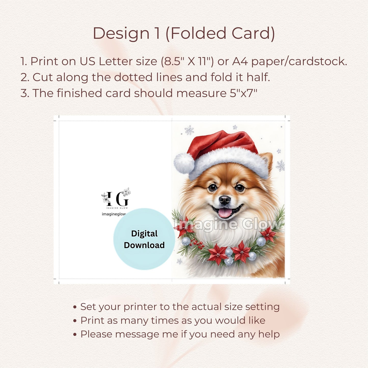 Festive Pomeranian Christmas Greeting Card