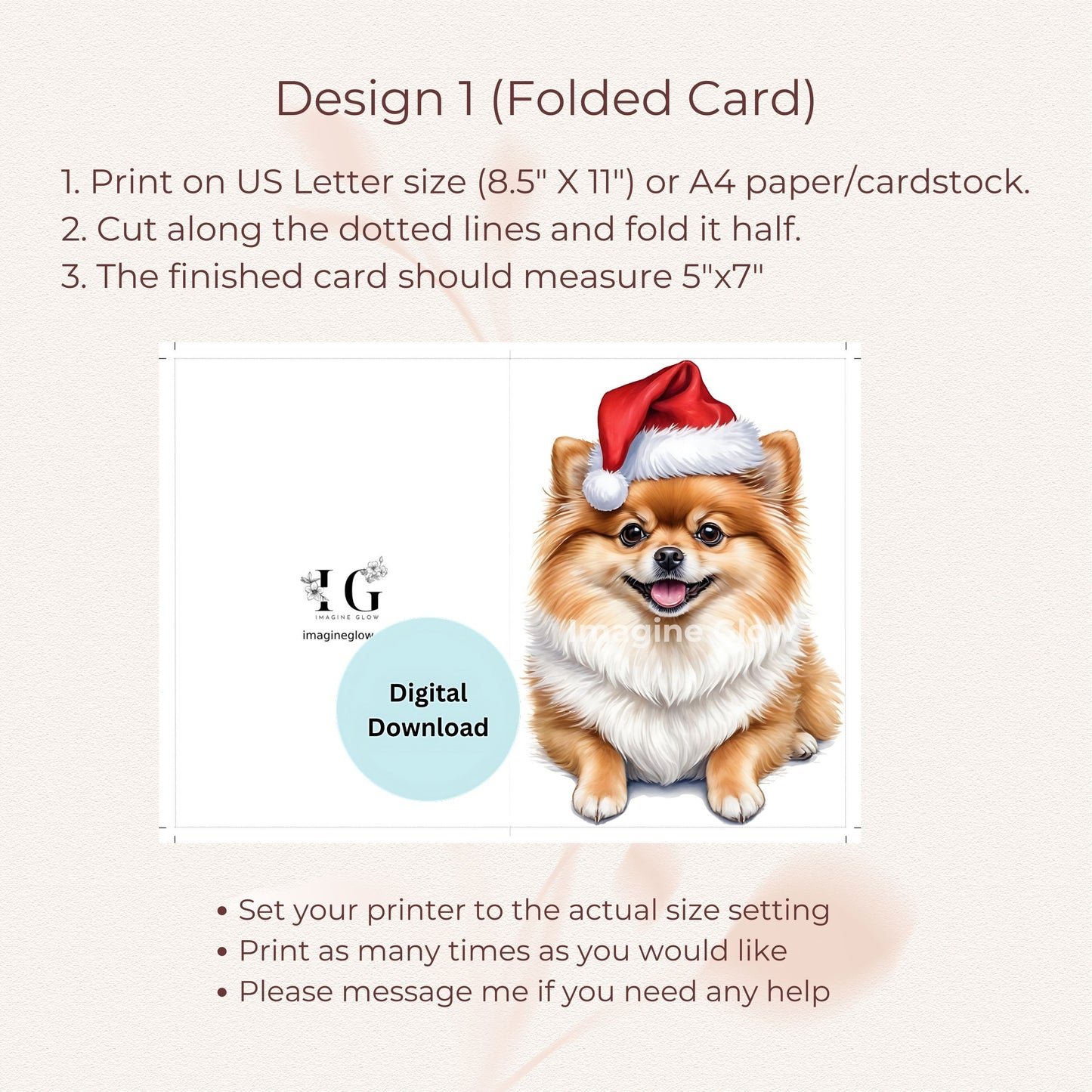 Pomeranian holiday greeting card, perfect for Christmas celebrations.
Digital download Christmas card featuring a Pomeranian dog.
