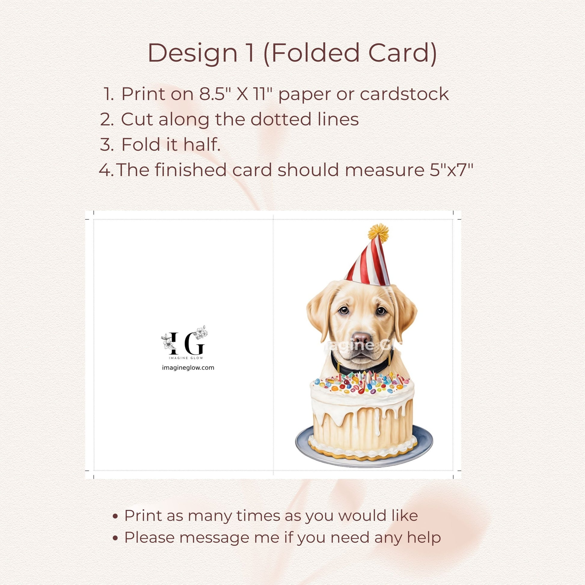 Adorable dog-themed birthday card featuring a Retriever