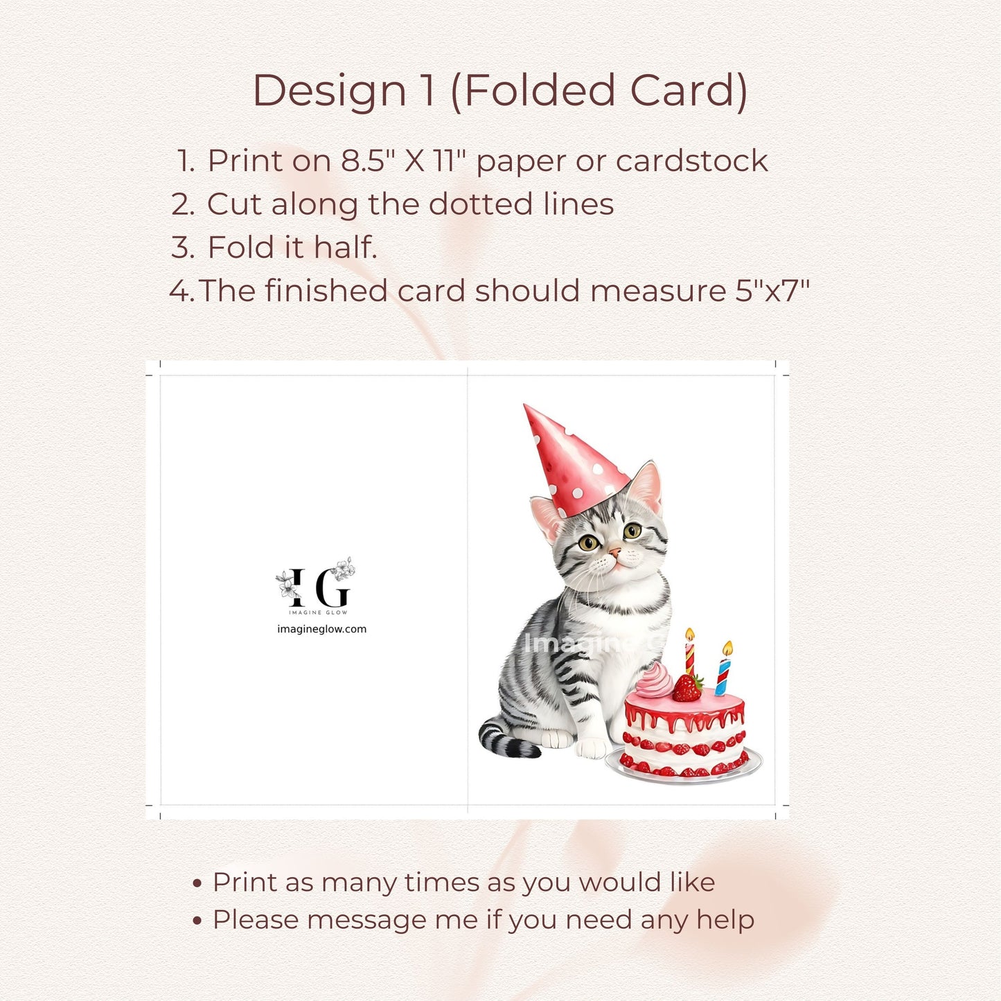 Fun and cute cat-themed birthday card with an American Shorthair.