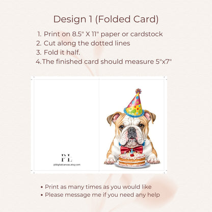 Bulldog birthday card, designed to add a personal touch to celebrations.