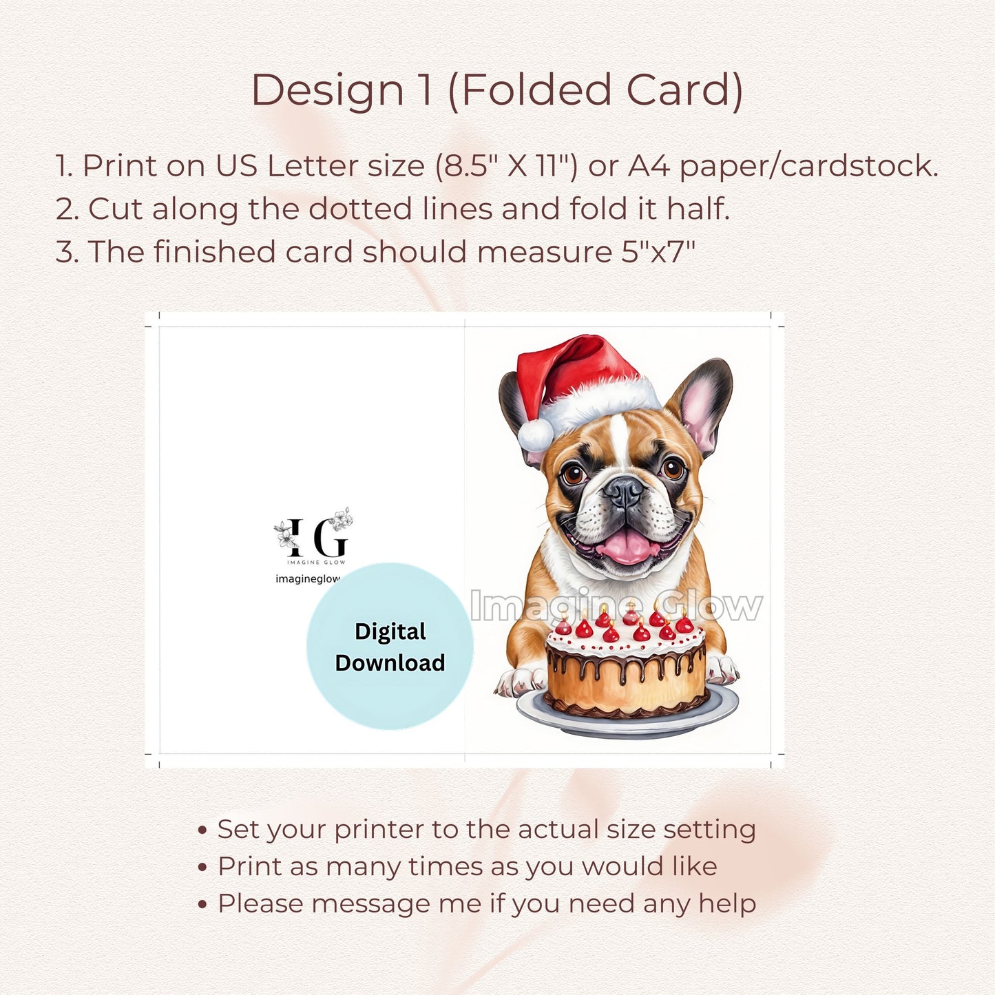 Bulldog Christmas card, adding a personal and festive touch to holiday celebrations.