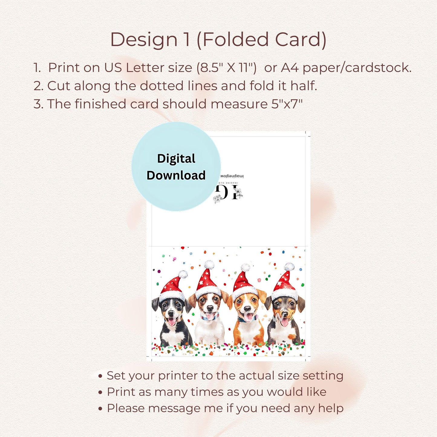 Printable Jack Russell Terrier Christmas card for sharing holiday cheer