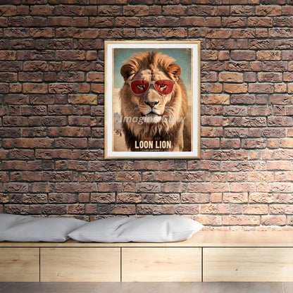 Vintage-inspired lion poster for animal lovers and retro enthusiasts