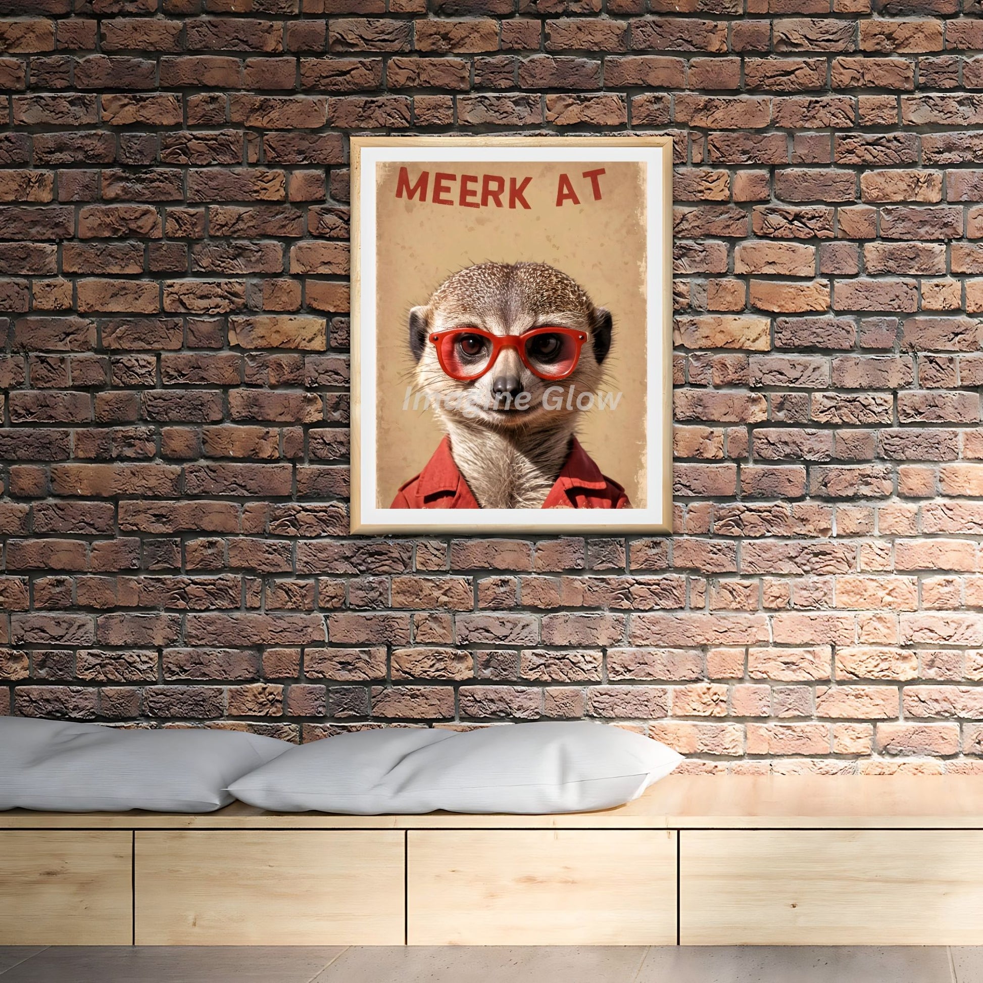 Quirky meerkat poster with glasses for adding personality to your space