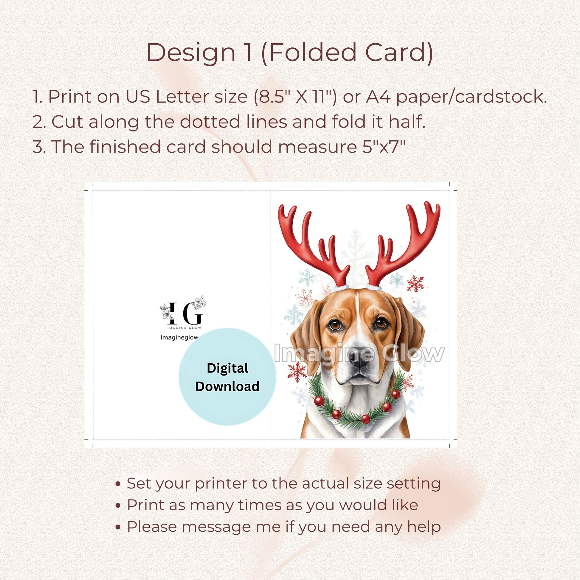 Festive Beagle Christmas card perfect for spreading holiday cheer.