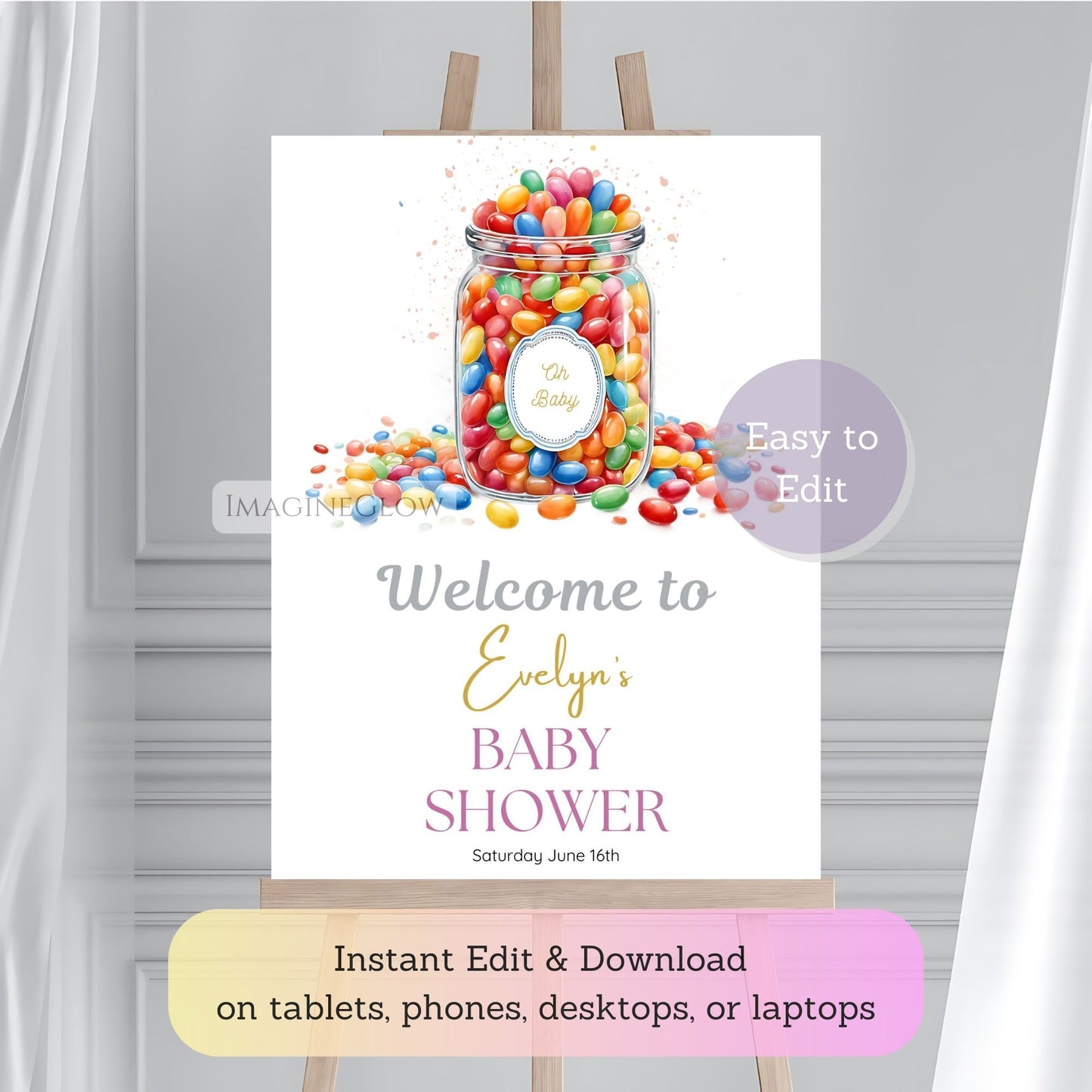 jelly bean party welcome sign
printable candy party sign
