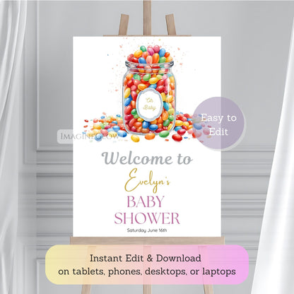jelly bean party welcome sign
printable candy party sign

