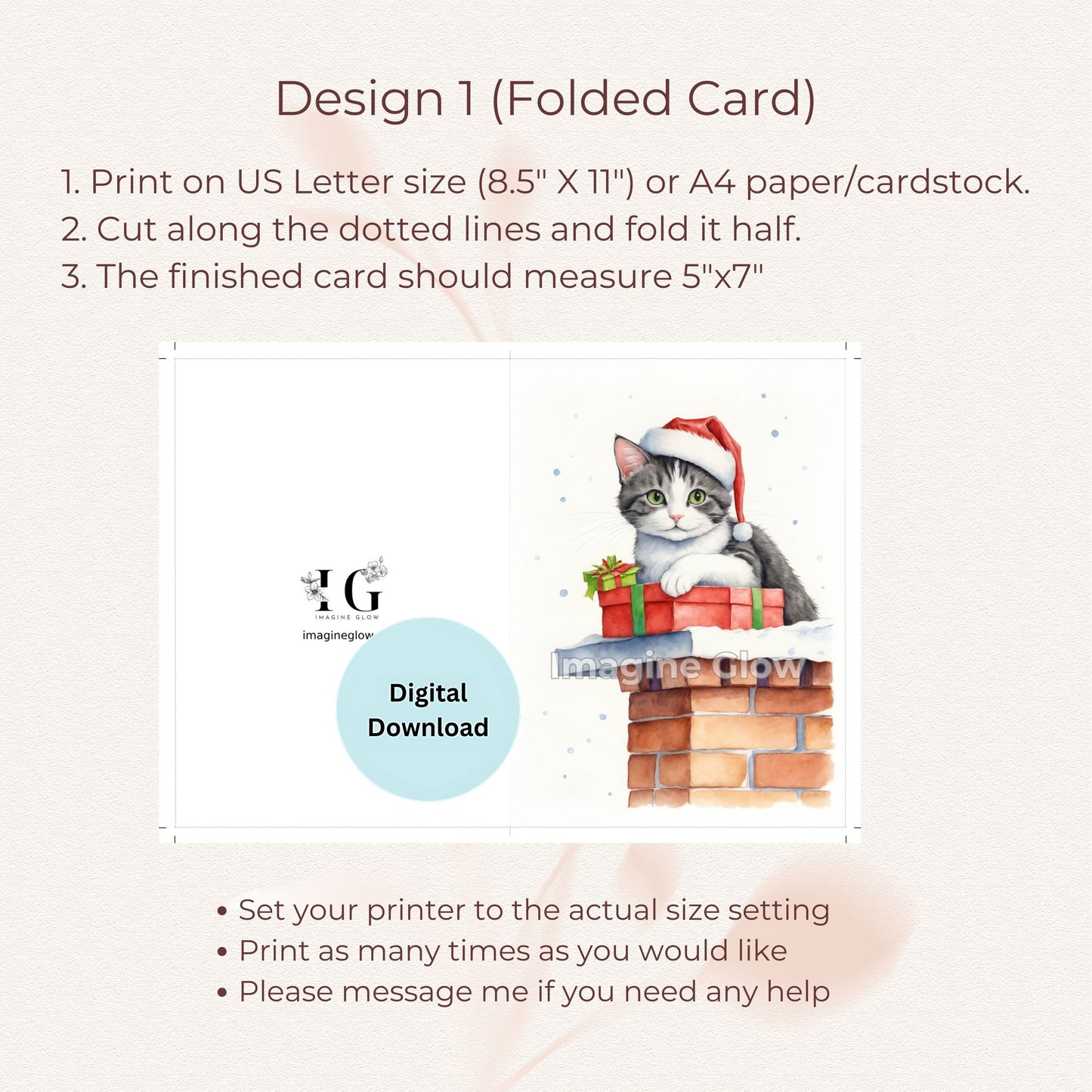 Festive holiday card set of 11 with cats dressed in costume C.