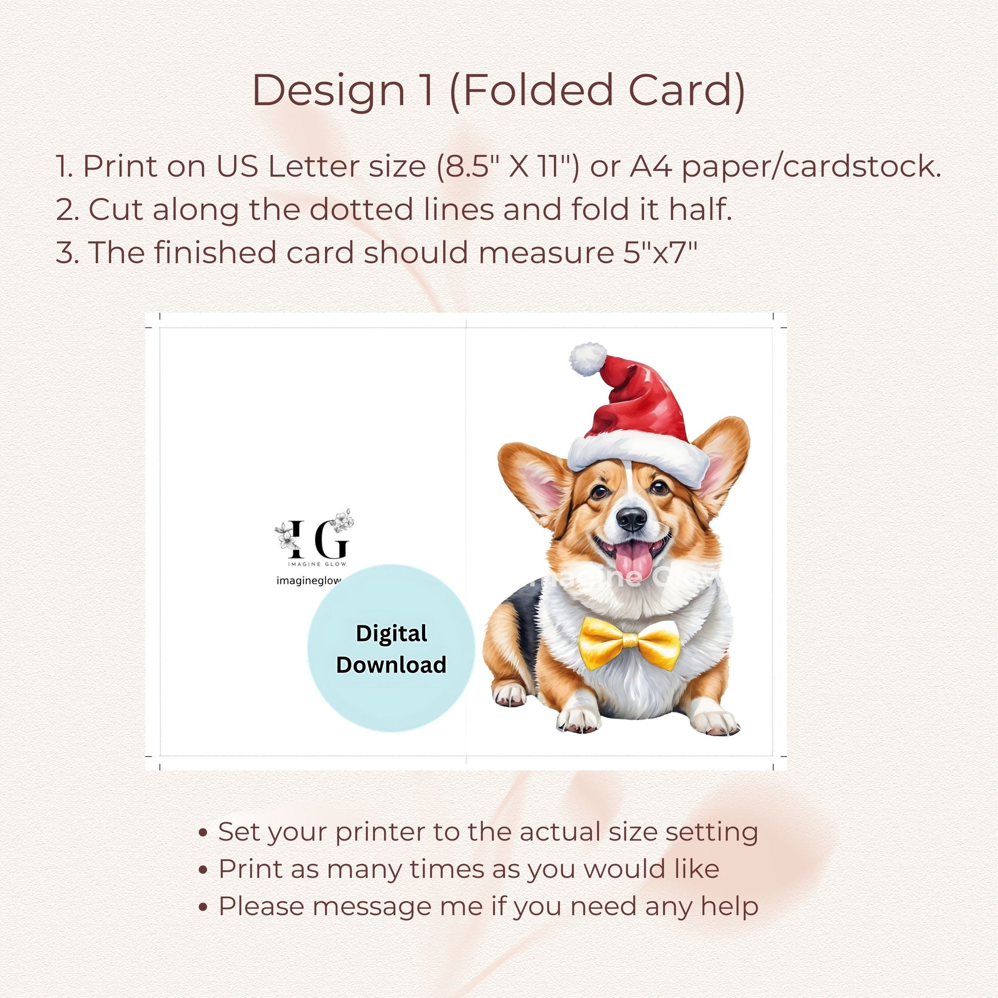 Festive dog card designed for Christmas celebrations.
