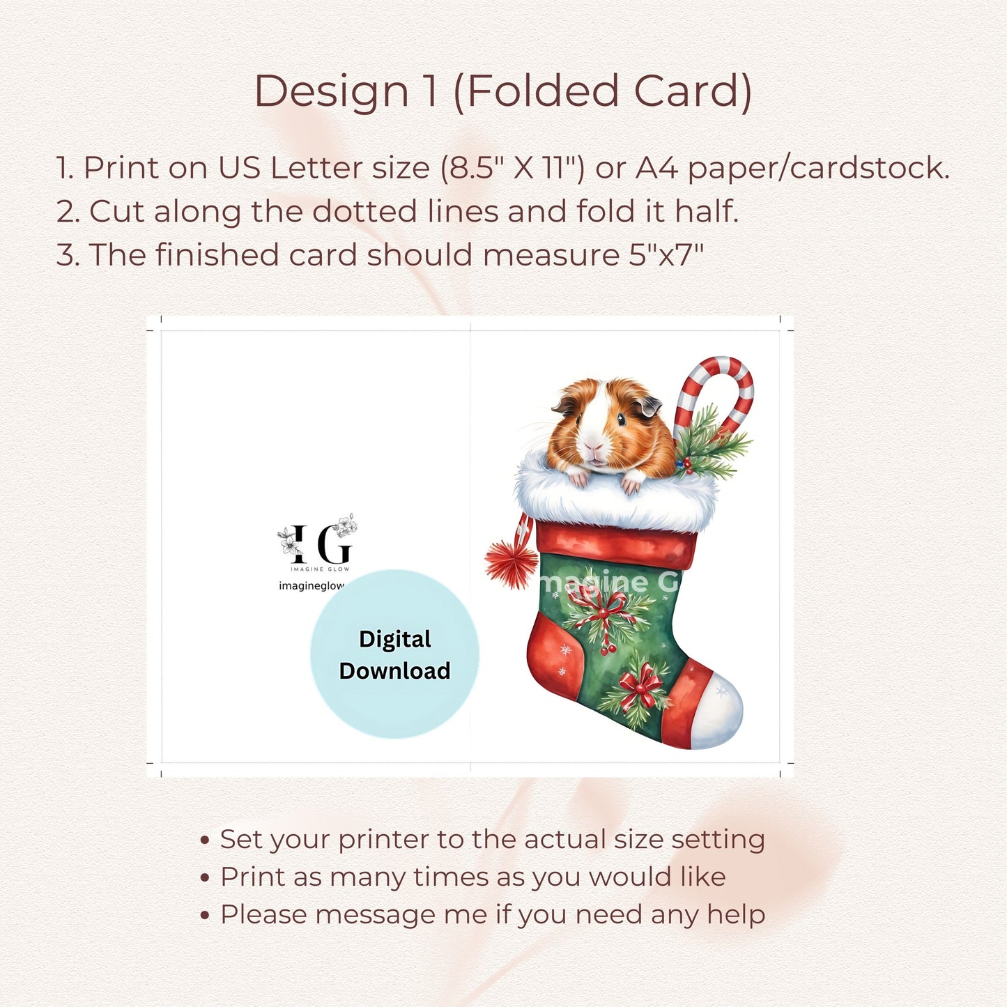 Guinea Pig Christmas Card with Festive Design for Holiday Greetings