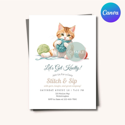 Printable Crochet Party Invite customized with Canva.