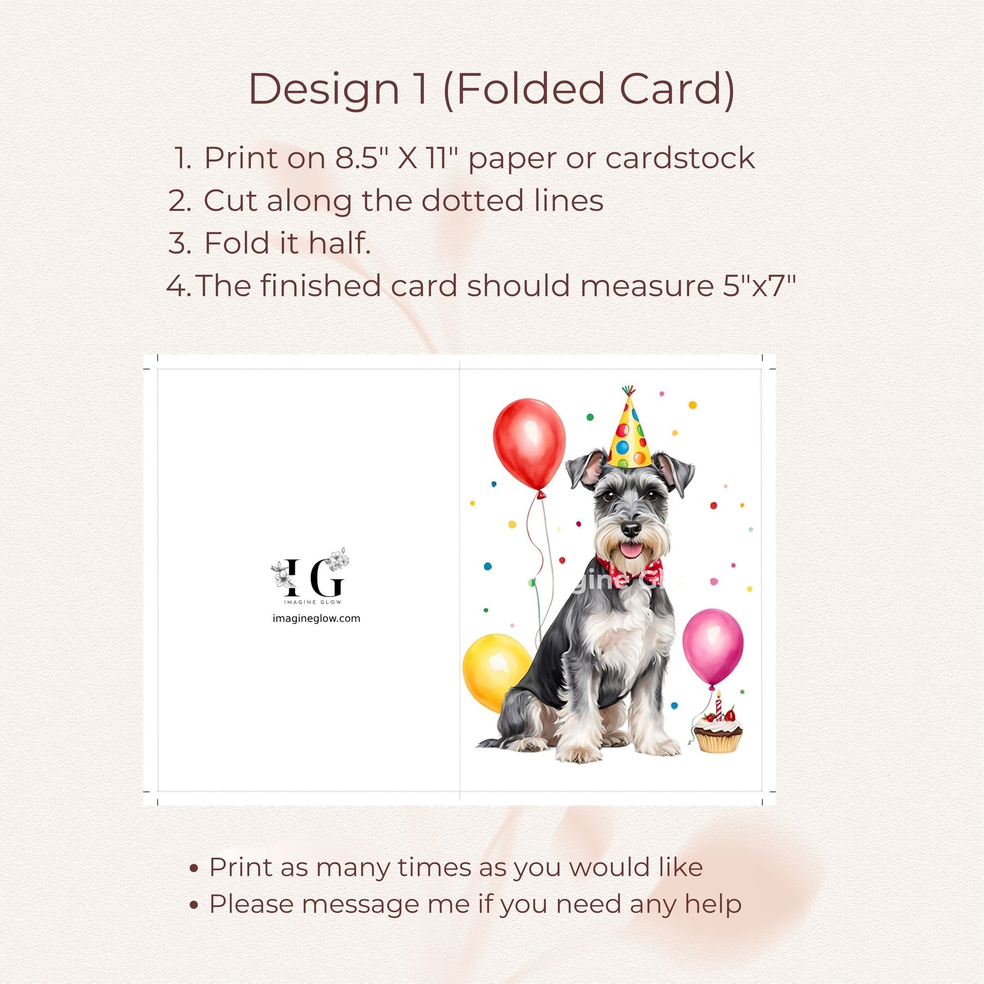 Cute dog-themed birthday card featuring a Schnauzer