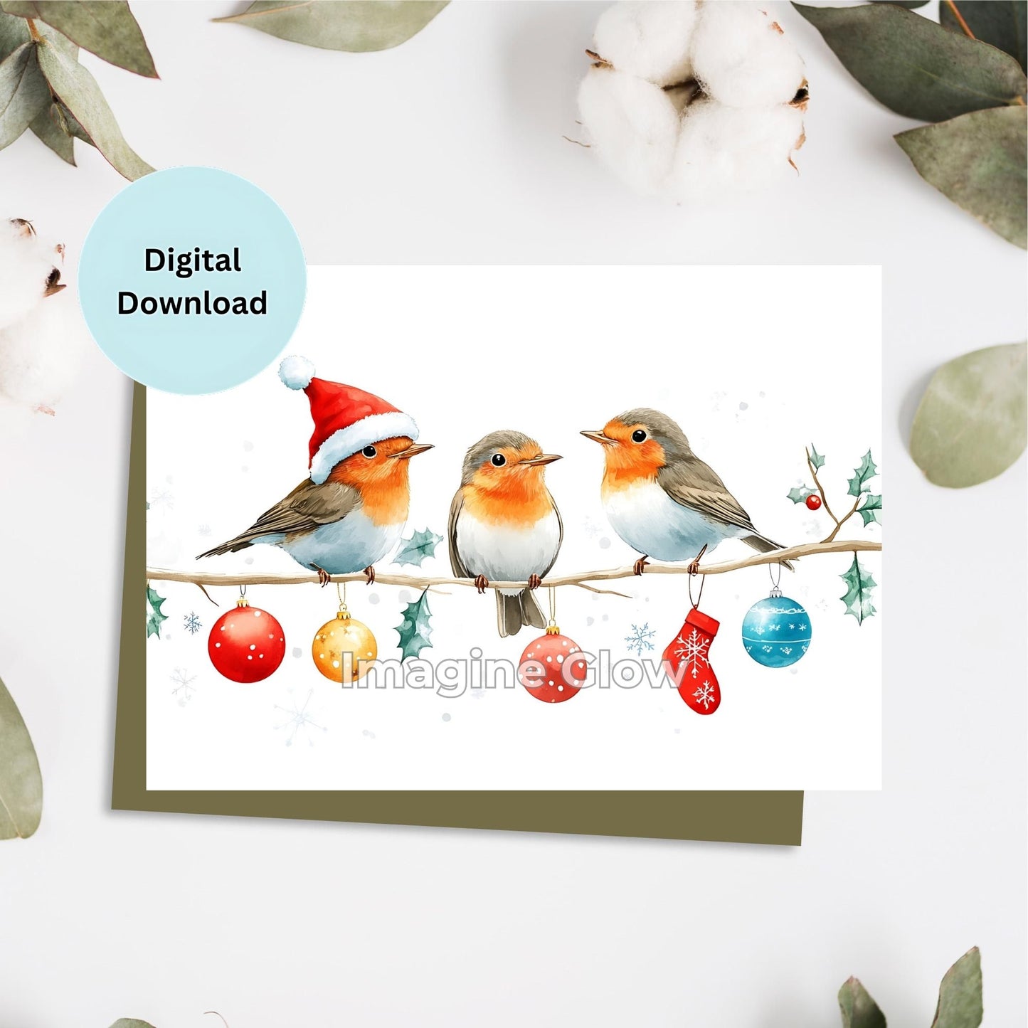 Robin Christmas card featuring a festive illustration for holiday greetings
