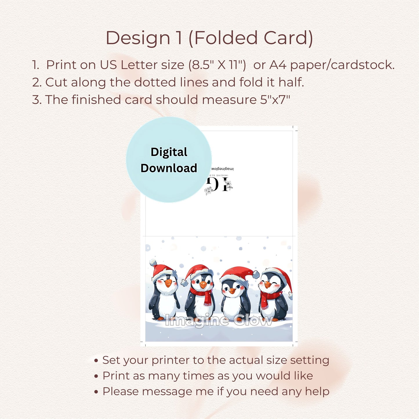 Penguin Christmas Card - Festive Holiday Card