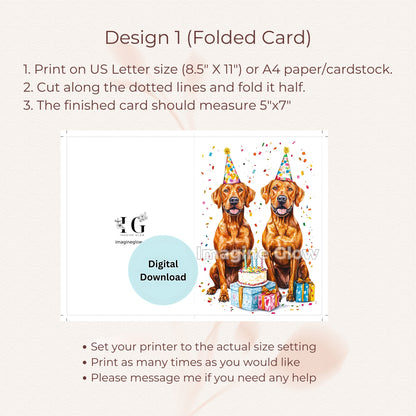 Happy birthday card with Rhodesian Ridgeback dogs