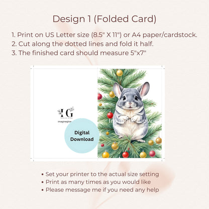 Chinchilla Christmas Card Featuring a Festive Design for Holiday Greetings