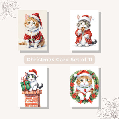 Adorable Cat-Themed Christmas Greeting Cards for Pet Lovers
