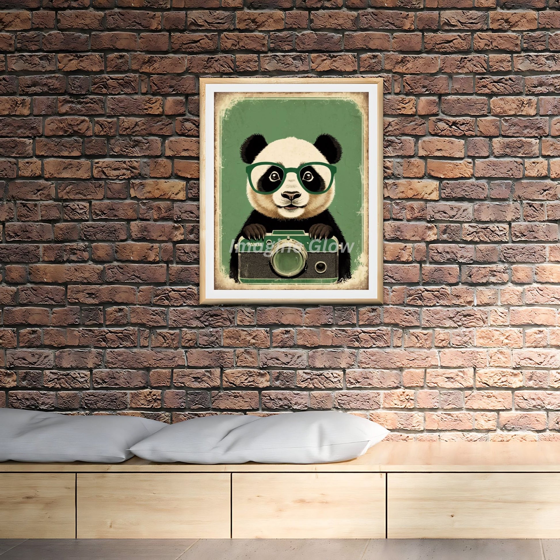 Cute panda with glasses art print for quirky wall decor