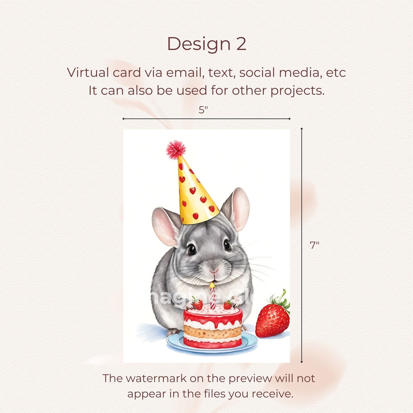 Chinchilla-themed birthday card, ready to download and print for special occasions.
Printable birthday card with a chinchilla design, great for animal lovers.