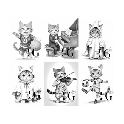 Printable cat costume coloring pages, perfect for festive and creative fun.