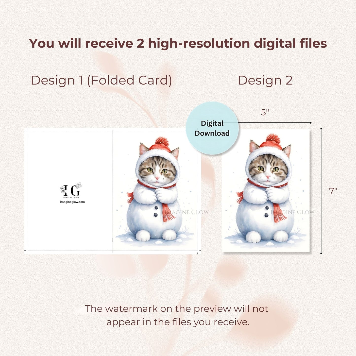 Cat Lover’s Christmas Card Set for DIY Printing