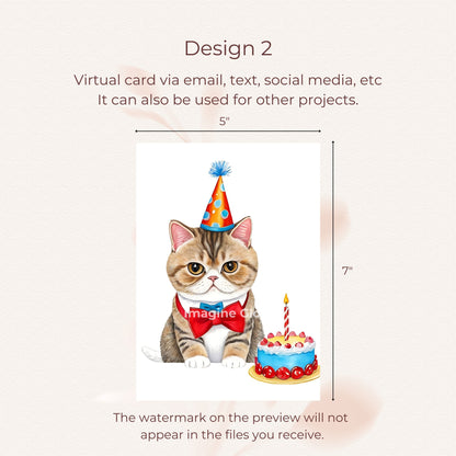 Exotic Shorthair Cat Birthday Card - Adorable Printable Card