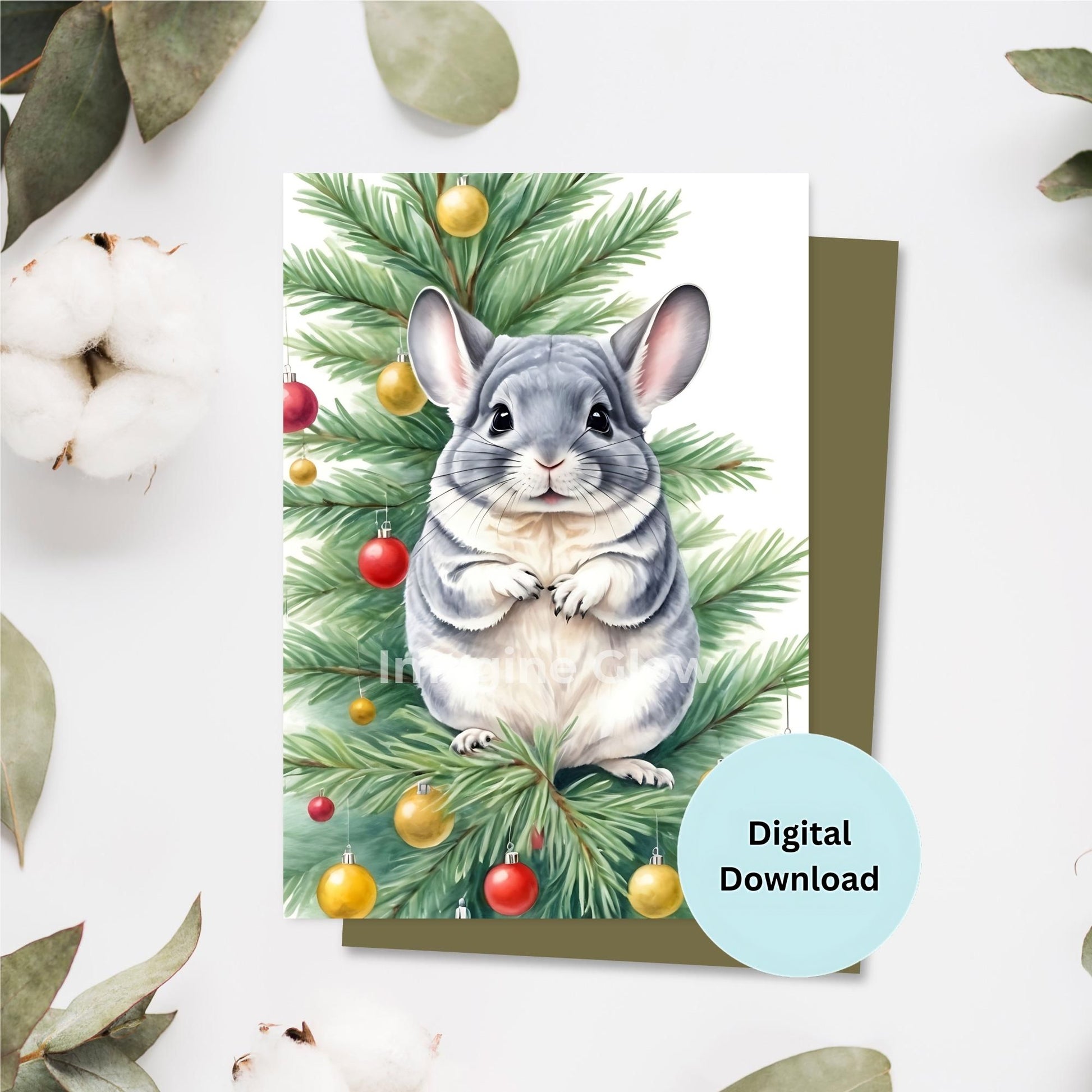 Adorable Chinchilla Holiday Card for Sending Warm Wishes - Printable Design