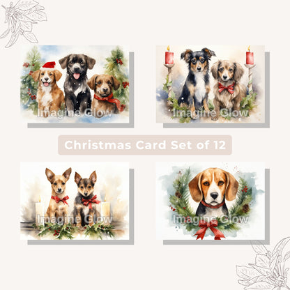 Printable collection showcasing dogs in various holiday-themed illustrations