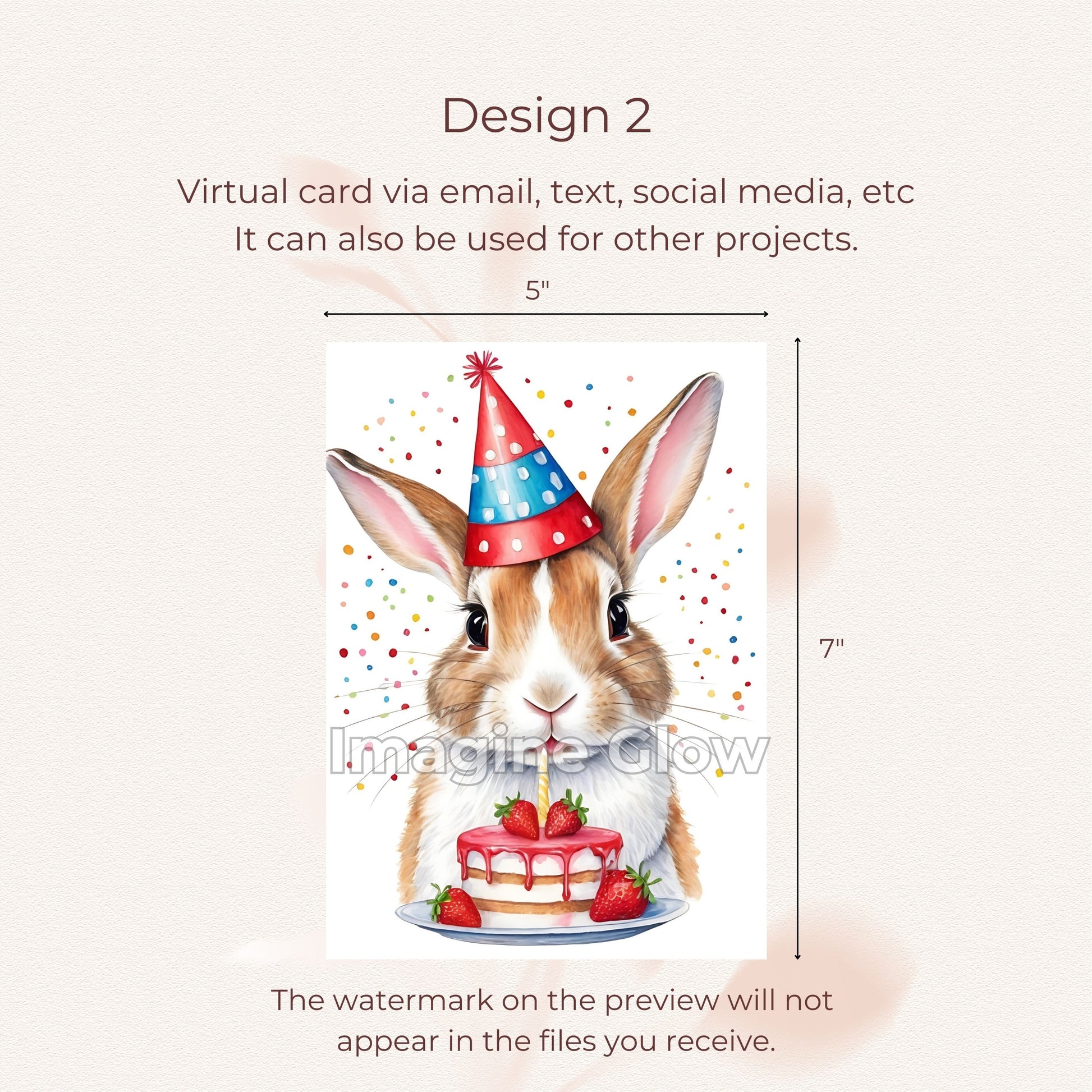 Printable Rabbit birthday card designed to make birthday greetings extra special