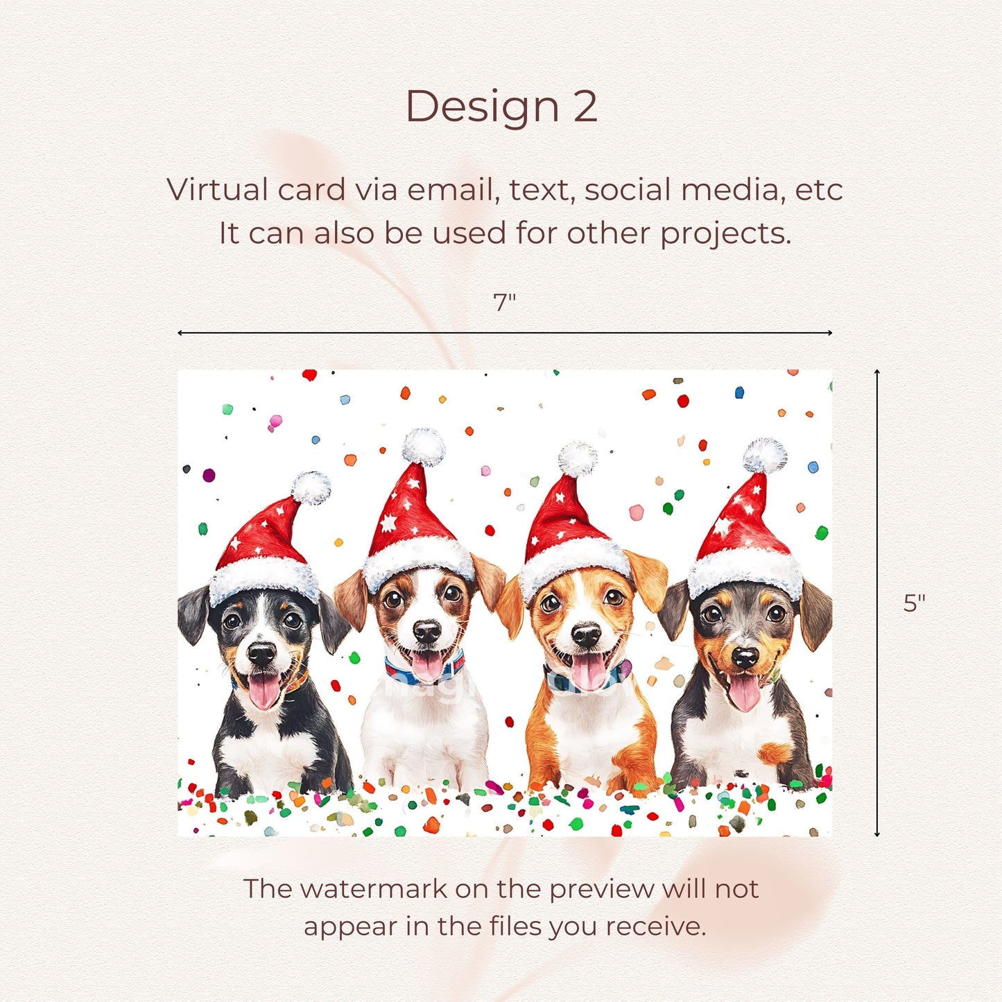 Joyful holiday party card showcasing playful Jack Russell Terrier dogs