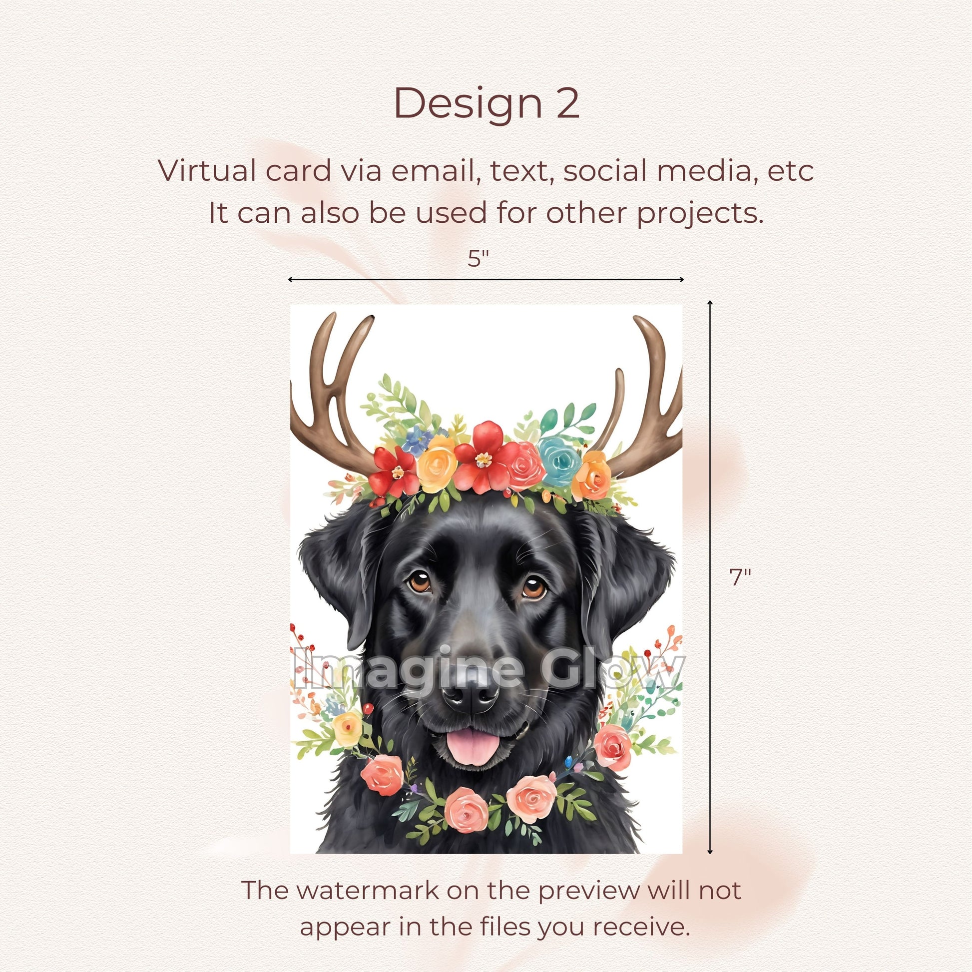 Printable holiday card with a Black Labrador Retriever design.