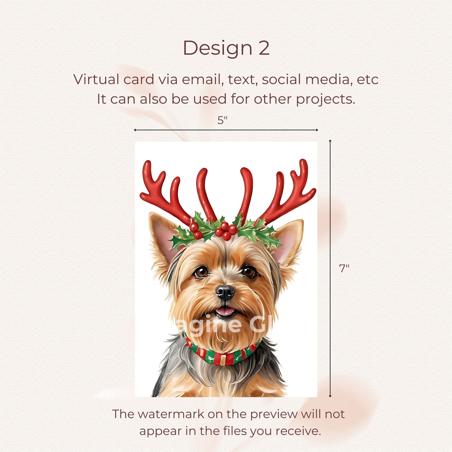 Yorkshire Terrier Christmas card featuring a festive dog design.