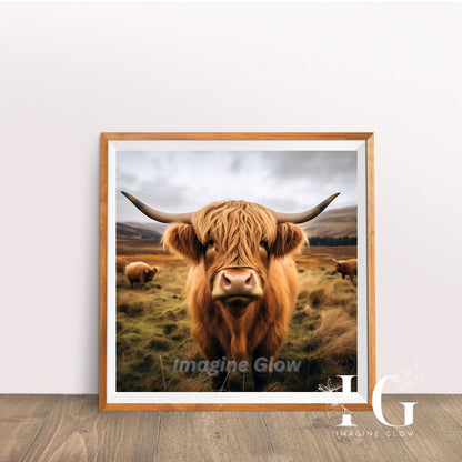 Beautiful Highland cattle print for farmhouse wall decor