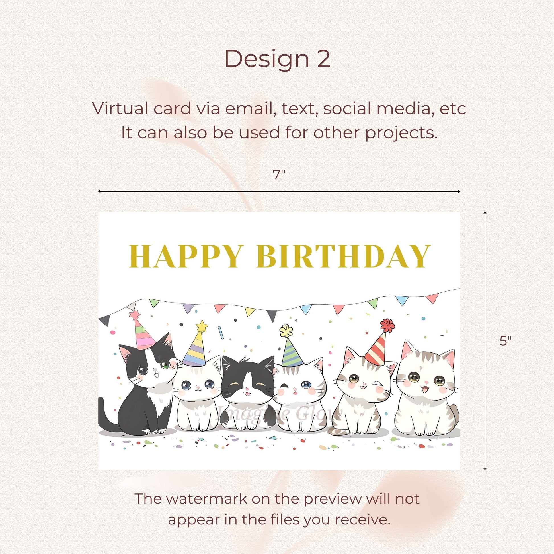 Adorable cats on a birthday card, offering a unique touch for feline fans.